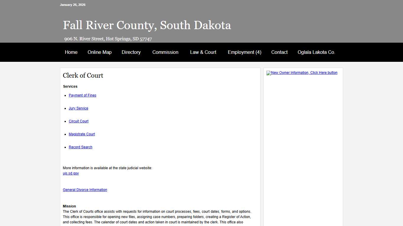 Fall River County, SD Clerk of Courts