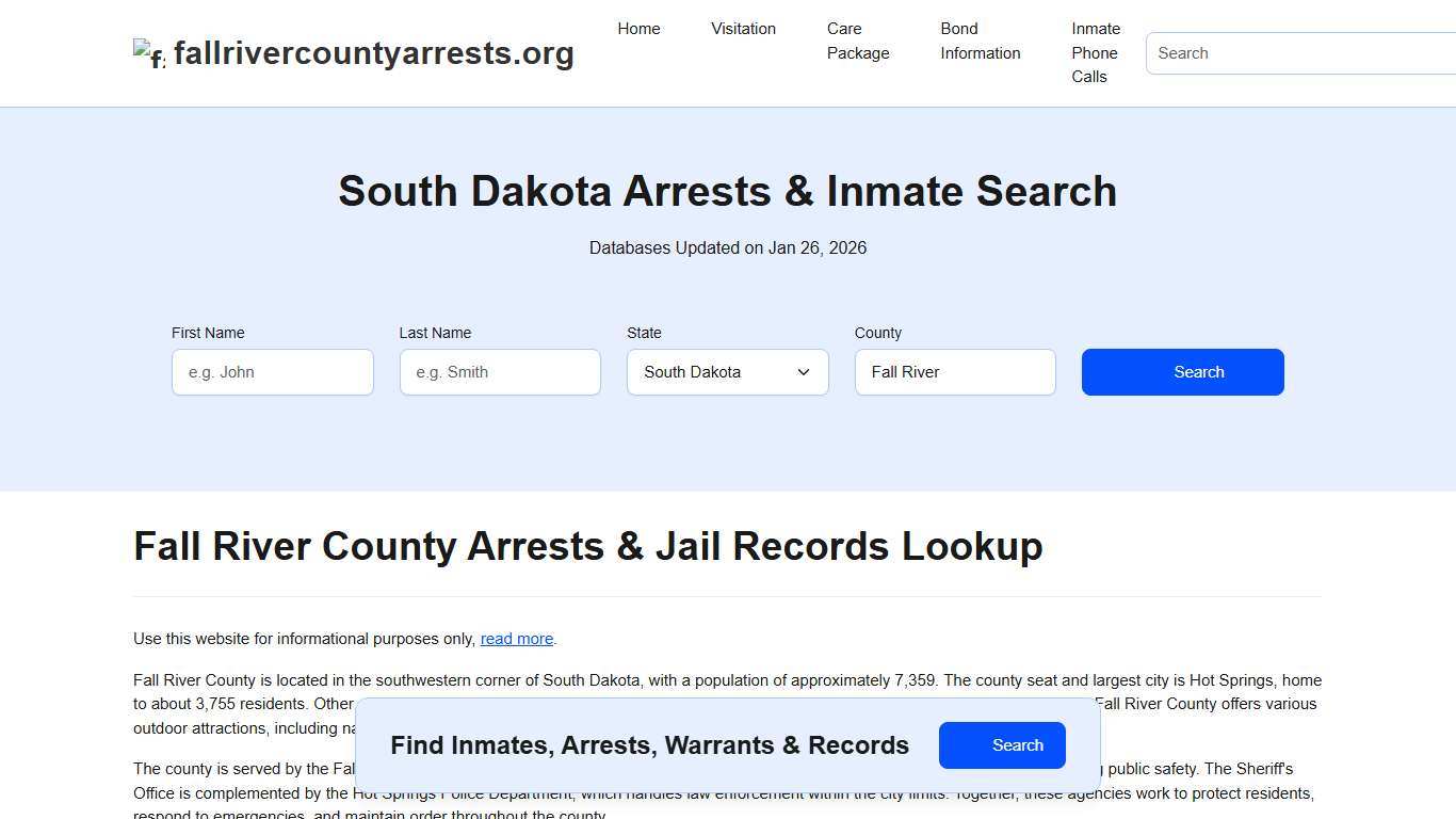 Fall River County, SD Arrests, Warrants, Police Records Search